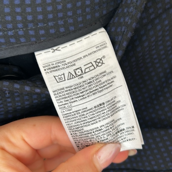 Banana Republic Pants Straight Drape High Rise Tapered Dotted Black Navy 4 - Picture 8 of 9